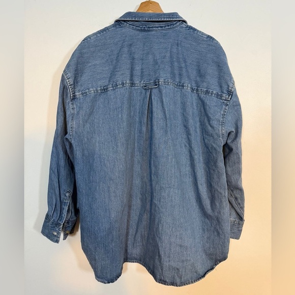Old Navy Denim Button-Up Shirt XL - Classic Blue Jean Long Sleeve - Picture 4 of 8